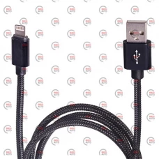 кабель для зарядки Pulso  USB - iPhone,  1м  черный, круглый каучуковая оплетка
