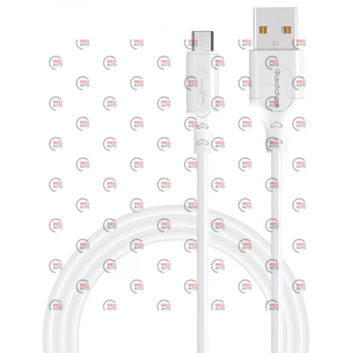 кабель для заряджання Reddax  USB - Micro USB,  1м, 2.4А  білий, круглий