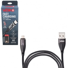 кабель для заряджання магнітний Voin  USB - Micro USB,  1м, 3.0А  чорний  (швидке. заряд, перед. дан