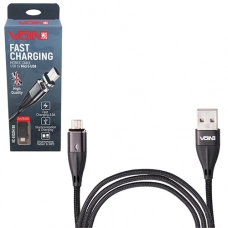 кабель для заряджання магнітний Voin  USB - Micro USB,  2м, 3.0А  чорний  (швидке. заряд, перед. дан
