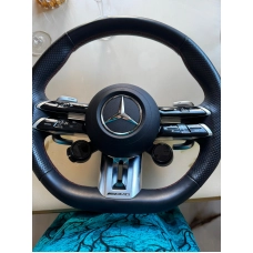 Колесо рулевое (руль) кожа наппа/алькантара черное с красной строкой, AMG Drive unit с кнопками и подушкой в ​​сборе с подогревом, AMG Performance Mercedes GLE W167/C167/GLS X167/C W206/E W214/S W223/SL R2