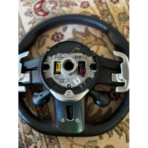 Колесо рулевое (руль) кожа наппа/алькантара черное с красной строкой, AMG Drive unit с кнопками и подушкой в ​​сборе с подогревом, AMG Performance Mercedes GLE W167/C167/GLS X167/C W206/E W214/S W223/SL R2