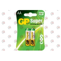 батарейка  AA  щелочная 1.5V пальчик GP Super Alkaline 2шт  блист.