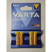 батарейка  AAA  лужна 1.5V мініпальчик Varta Longlife Extra 4шт блістер