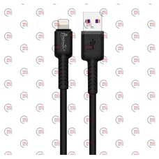 кабель для зарядки Avantis  USB - iPhone,  1м, 2.0А  черный, круглый силиконовая оплетка QC+DT