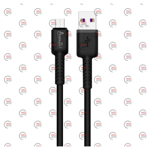 кабель для зарядки Avantis  USB - Micro USB,  1м, 3.0А  черный, круглый силиконовая оплетка QC+DT
