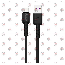 кабель для зарядки Avantis  USB - Type-C,  1м, 3.0А  черный, круглый силиконовая оплетка QC+DT