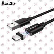 кабель для зарядки магнитный Avantis  USB - Micro USB,  1.2м, 3.0А  черный, круглый