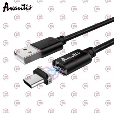 кабель для зарядки магнитный Avantis  USB - Type-C,  1.2м, 3.0А  черный, круглый