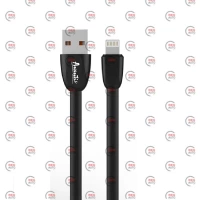 кабель для заряджання Avantis  USB - iPhone,  1м, 2.0А  чорний, плоский силіконове обплет. Plane
