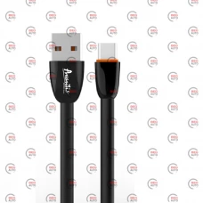 кабель для зарядки Avantis  USB - Micro USB,  1м, 3.0А  черный, плоский силиконовая оплетка Plane