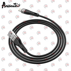 кабель для зарядки Avantis  USB - iPhone,  1м, 2.4А  черный, круглый силиконовая оплетка