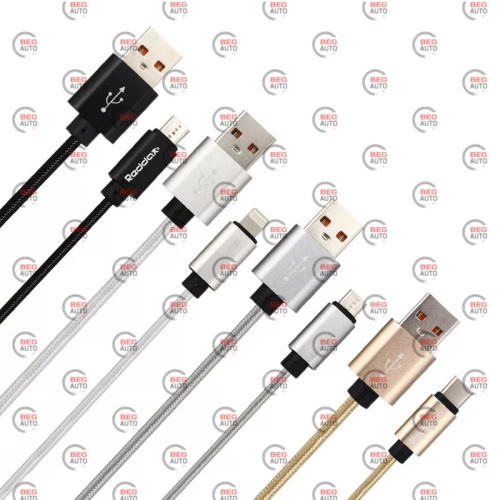 кабель для зарядки Reddax  USB - Micro USB, 1.3м, 2.4А  серый, круглый плетеный