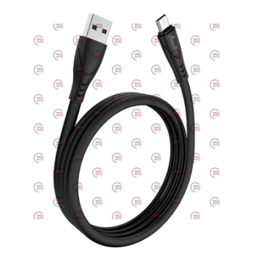кабель для заряджання Avantis  USB - Micro USB,  1м, 3.0А  чорний, круглий силіконове обплет.