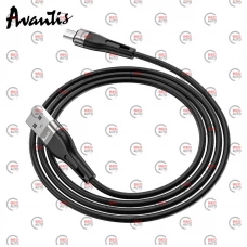 кабель для зарядки Avantis  USB - Micro USB,  1м, 2.4А  черный, круглый силиконовая оплетка