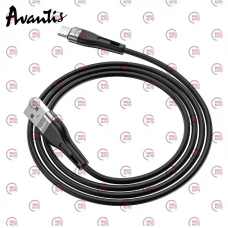 кабель для зарядки Avantis  USB - Type-C,  1м, 3.0А  черный, круглый силиконовая оплетка