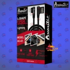 кабель для зарядки Avantis  USB - iPhone,  1м, 2.4А  черный, круглый тканевая оплетка QC L подобный