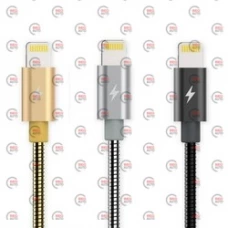 кабель для зарядки Avantis  USB - iPhone,  1м, 2.0А  серебряной, круглый, металлический  QC