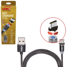 кабель для заряджання магнітний Voin  USB - Type-C,  1м, 2.4А  чорний  (тільки заряджання)