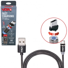 кабель для заряджання магнітний Voin  USB - Micro USB,  1м, 2.4А  чорний  (тільки заряджання)
