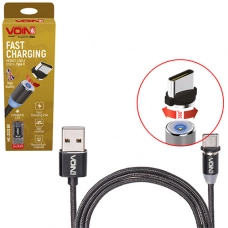 кабель для заряджання магнітний Voin  USB - Type-C,  2м, 2.4А  чорний  (тільки заряджання)