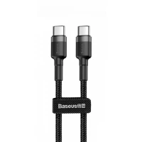 кабель для зарядки Baseus  Type-C - Type-C, 1м, 3.0А  черный, круглый ткан. оплетка, быст.заряд 20W