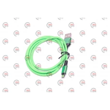 кабель для зарядки Armer  USB - Micro USB,  1м, зеленый, круглый, ткан. оплетка
