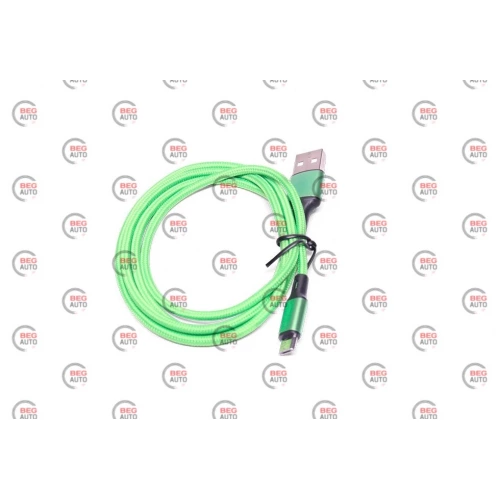 кабель для зарядки Armer  USB - Micro USB,  1м, зеленый, круглый, ткан. оплетка
