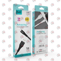 кабель для заряджання Avantis  USB - Type-C,  1м, 5.0A  чорний, круглий силіконове обплет.