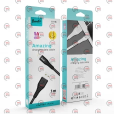 кабель для зарядки Avantis  USB - iPhone,  1м, 5.0A  черный, круглый силиконовая оплетка