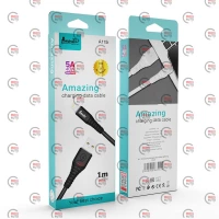 кабель для заряджання Avantis  USB - iPhone,  1м, 5.0A  білий, круглий силіконове обплет.