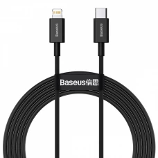 кабель для зарядки Baseus  Type-C - iPhone, 1,0м, черный, круглый силик. опл., быст заряд PD 3.0 20W