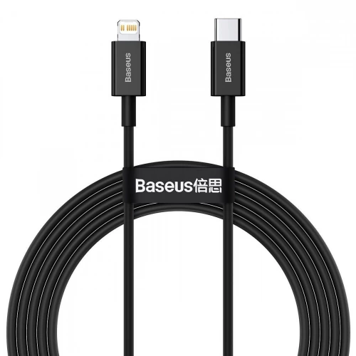кабель для зарядки Baseus  Type-C - iPhone, 2,0м, черный, круглый силик. опл., быст заряд PD 3.0 20W