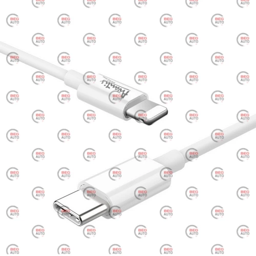 кабель для зарядки Avantis  Type-C - iPhone,  1м, 3.0А белый, круглый силиконовая оплетка, QC, 20W