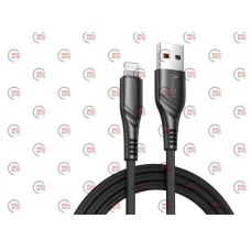 кабель для зарядки Avantis  USB - iPhone,  1м, 3.0A  черный, круглый рефленная оплетка  Business