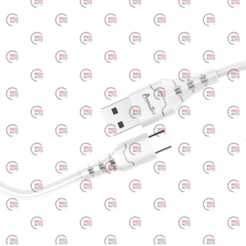 кабель для зарядки Avantis  USB - Type-C,  1м, 3.0А  белый, круглый силиконовая оплетка  QC