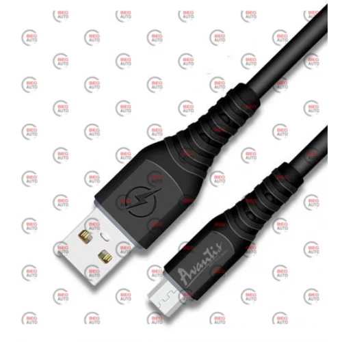 кабель для зарядки Avantis  USB - Micro USB,  1м, 3.0A  черный, круглый силиконовая оплетка 40W