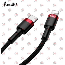 кабель для зарядки Avantis  Type-C - iPhone,  1м, 2.0А черный, круглый тканевая оплетка PD Cool 20W