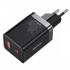 зарядка от cети 220В на  USB + Type C 3.0A, QС PD 30W, черная