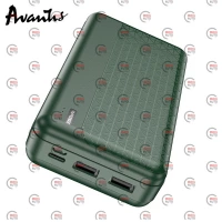 повербанк 20000 mAh, 2 USB выхода, заряд через MicroUSB/Type-C, индикатор заряда, зеленый  Avantis