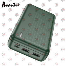 повербанк 20000 mAh, 2 USB выхода, заряд через MicroUSB/Type-C, индикатор заряда, зеленый  Avantis