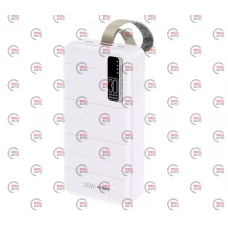 повербанк 30000 mAh, 1 USB выход, заряд через MicroUSB/Type-C, индикатор заряда, белый Remax