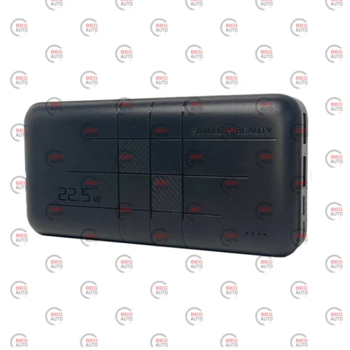 повербанк 20000 mAh, 2 USB виходи, заряд через MicroUSB/Type-C, індикатор заряду, чорний