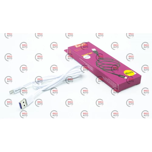 кабель для зарядки Avantis  USB - Micro USB,  1м, 3.0А  белый, круглый силиконовая оплетка QC+DT