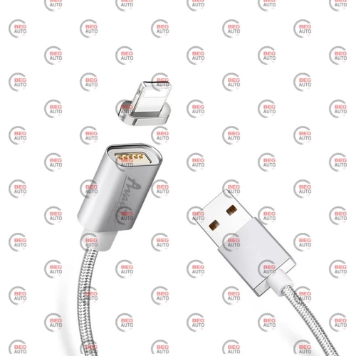 кабель для зарядки магнитный Avantis  USB - iPhone,  1.0м, 2.4А  серебряный Superior