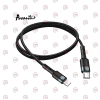 кабель для заряджання Avantis  Type-C - iPhone,  1м, 3.0А чорний, круглий ткан. обплетення QC PD 20W