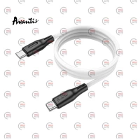 кабель для заряджання Avantis  Type-C - Type-C,  1м, 3.0А білий, круглий силіконове обплет. QC, 60W