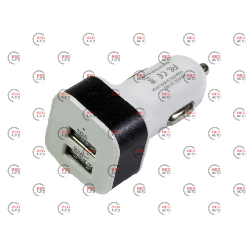 зарядка от прикуривателя  2USB  2.1А квадратный (картон), Евро