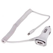 зарядка от прикуривателя Pulso  1USB  2.4А, провод заряд. iPhone, белый Евро