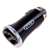 зарядний пристрій від прикур. Voin  2USB  2.4А, круглий під кутом чорний, Євро